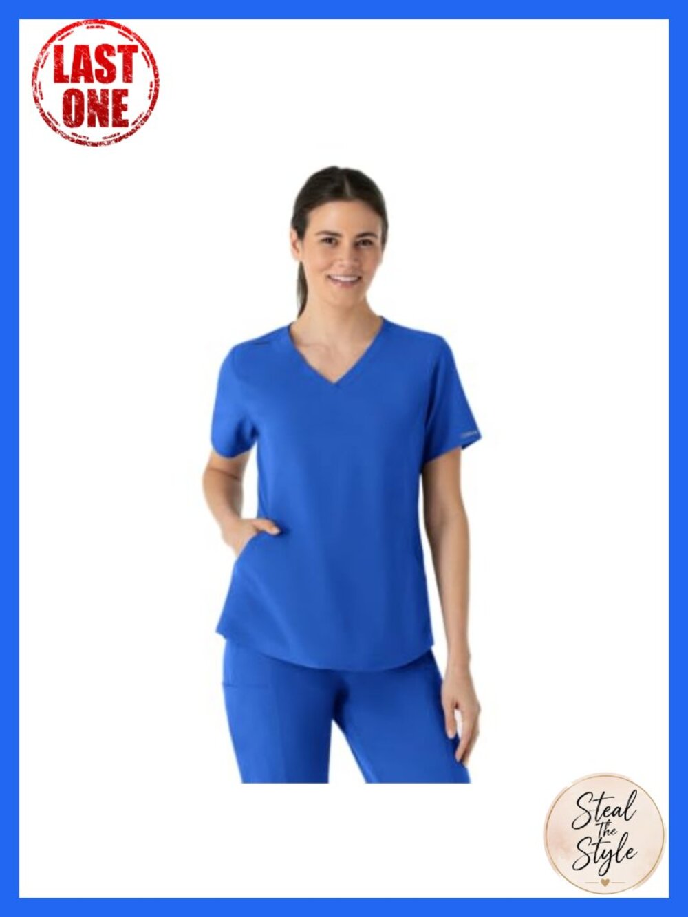 V-Neck Scrub Top Medical Uniform Short Sleeve 5 Pockets Recycled Polyester